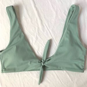 Sage Green Tie Front Bikini Top